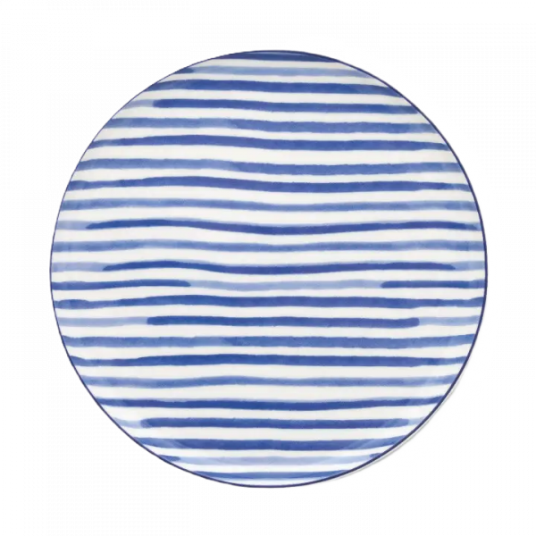 Assiett blåvit randig